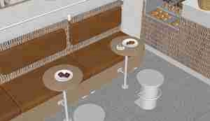 طراحی داخلی شیرینی‌فروشی و کافی شاپ برای اسکچاپ