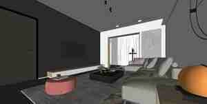 طراحی داخلی نشیمن و ناهارخوری مدرن برای اسکچاپ