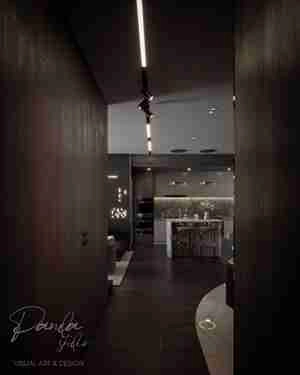 طراحی داخلی نشیمن و آشپزخانه لوکس برای اسکچاپ