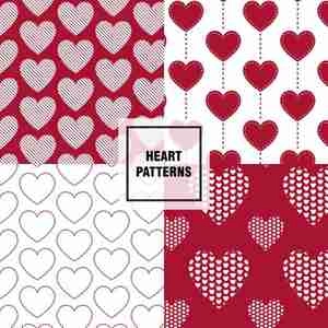 پترن قلب لایه باز Striped hearts patterns set eps