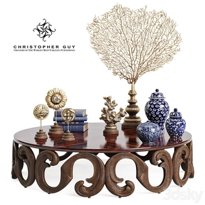 میز چوبی با پایه منحنی و دکوری طرح اسلیمی