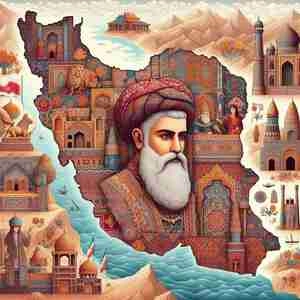 نقشه ایران با با شاهان ایرانی و آثار