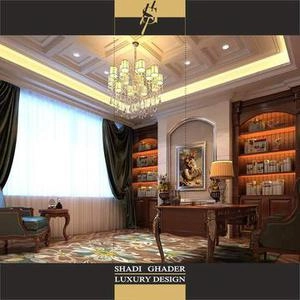 راحی اتاق کاربه سبک کلاسیک رنگ قرمزوسبز