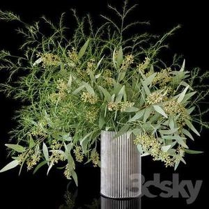 گلدون با گلهای وحشی 3d