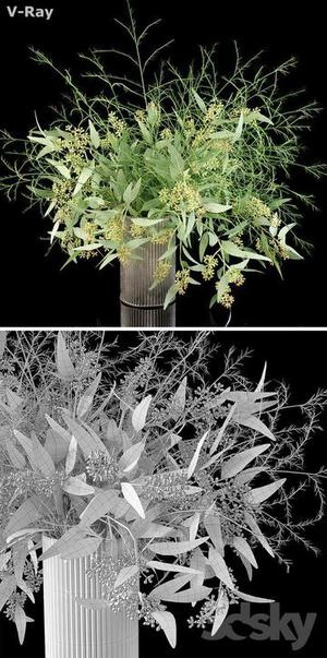 گلدون با گلهای وحشی 3d