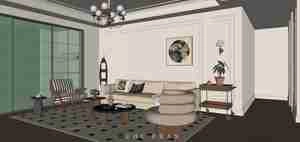 طراحی داخلی نشیمن نئوکلاسیک برای اسکچاپ
