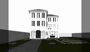 خانه‌ای کلاسیک با جذابیت شبانه در باغی دل‌انگیز برای اسکچاپ