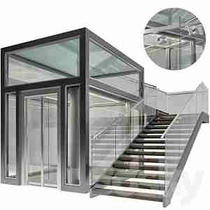 آسانسور و پله شیشه ای