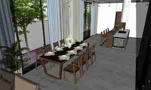 طراحی داخلی نشیمن و آشپزخانه مدرن و مینیمال برای اسکچاپ