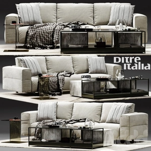 ست مبل سه نفره با میزو عسلی Ditre Italia Flick-Flack Corner Sofa