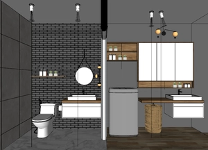 طراحی سرویس بهداشتی و رختشوی‌خانه برای اسکچاپ