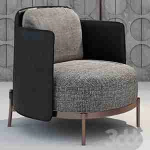 صندلی مدرن دسته های مشکی خاکستری Minotti Tape armchair