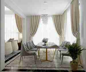 طراحی داخلی فضای نشیمن و پذیرایی نئوکلاسیک برای اسکچاپ