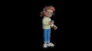 دختر 3d در حال کار با موبایل