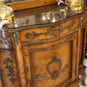 آینه و کنسول تمام چوب شش پایه  روکش چوب فرانسوی
