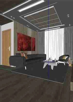 طراحی داخلی فضای نشیمن و آشپزخانه برای اسکچاپ
