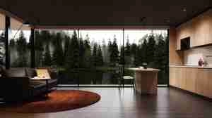 صحنه آماده داخلی از ویلا برای طراحی