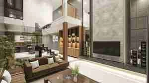 طراحی داخلی مدرن نشیمن و آشپزخانه برای اسکچاپ