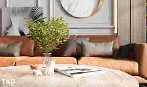 طراحی داخلی فضای نشیمن و آشپزخانه مدرن و لوکس برای اسکچاپ