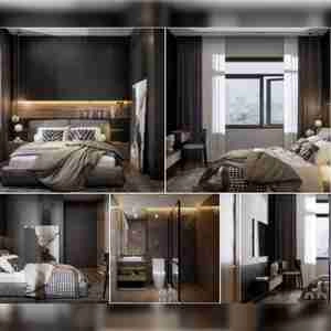 طراحی داخلی فضای اتاق خواب مستر مدرن و شیک برای اسکچاپ