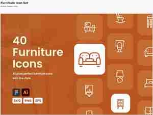 Furniture Icon Set آیکون مبلمان