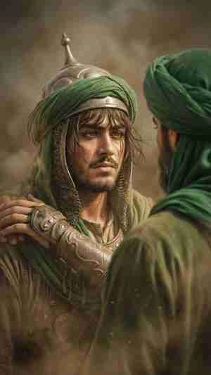 تصویر خداحافظی حضرت حسین با علی اکبر