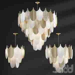 لوستر با طرح برگ رنگ طلایی وسفیدChandelier pendant Abelia