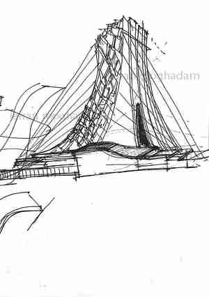 اسکیس انتزاعی برج آزادی تهران