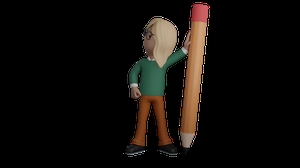 ابجکت دختر 3d با مداد