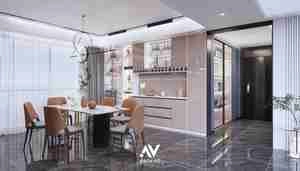 طراحی مدرن و مینیمال فضای ناهارخوری برای اسکچاپ