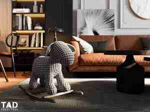 طراحی داخلی فضای نشیمن و آشپزخانه مدرن و لوکس برای اسکچاپ