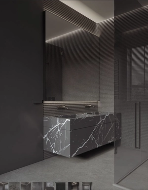 روشوی تمام سنگ مشکی با رگه سفید کابین دودی