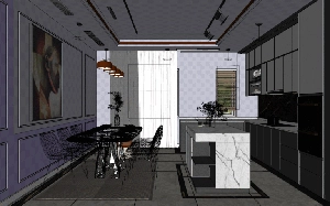 طراحی آشپزخانه‌ای مدرن با ترکیب ظرافت و کارایی برای اسکچاپ