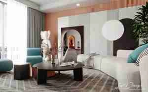 طراحی داخلی نشیمن مدرن برای اسکچاپ