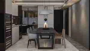 طراحی داخلی نشیمن و آشپزخانه مدرن برای اسکچاپ