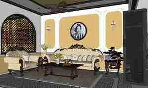 طراحی داخلی نشیمن کلاسیک برای اسکچاپ