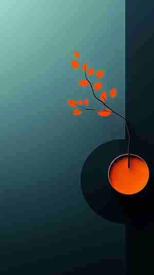 بک گراند فیروزه ای با شاخه نارنجی