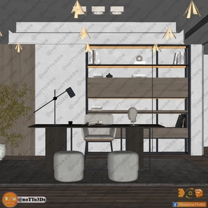 طراحی داخلی دفتر کار مینیمال و گرم برای اسکچاپ