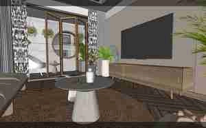 طراحی داخلی نشیمن و آشپزخانه مدرن و مینیمال برای اسکچاپ