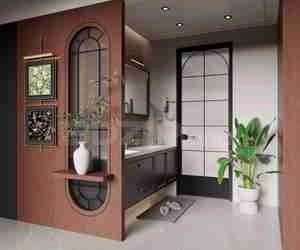 طراحی روشوی و دیوار بین سالن بدون درب