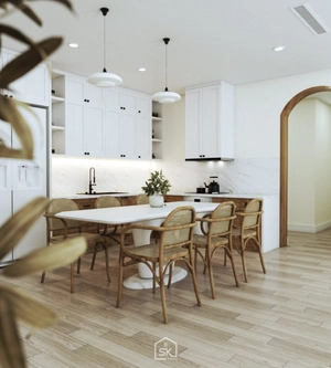طراحی داخلی نشیمن و آشپزخانه مدرن برای اسکچاپ