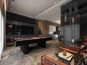 طراحی داخلی اتاق بیلیاررد و فضای ناهارخوری لوکس و شیک برای اسکچاپ