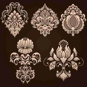 گل های هنری طرح داماسک damask ornamental