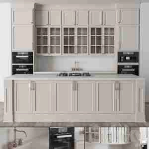 آبجکت کابینت آشپزخانه به سبک نئوکلاسیک