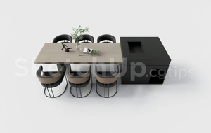 کانتر و صندلی آشپزخانه مدرن برای اسکچاپ