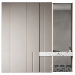 کمد دیواری و جالباسی با میز آرایش برای ورودی