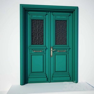 درب کلاسیک دو لنگه سبز فیروزه ای