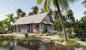 خانه‌ کلبه ای در دل طبیعت برای اسکچاپ