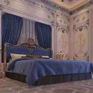 اتاق خواب طراحی شده با سبک کلاسیک و ابزار پتینه کاری شده