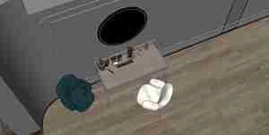 میز و صندلی آرایش همراه با لوازم آرایشی برای اسکچاپ